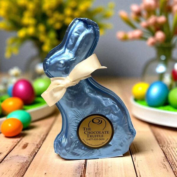 Solid Milk Chocolate Blue Foiled Bunny 2.5oz