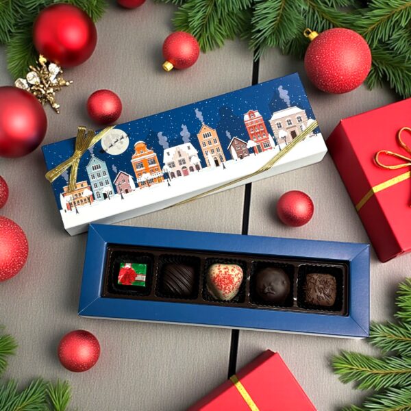 5 Piece Chocolate Assortment in a Winter Village Box